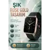 Telefon Uyumlu Rose Gold Akıllı Saat Kablosuz Şarj Destekli Şık Tasarımlı Kullanım