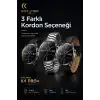 AMOLED Ekranlı Metal Kordonlu Akıllı Saat Üç Kayışlı Spor Takip Ve Bildirim Özellikli