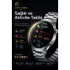 AMOLED Ekranlı Metal Kordonlu Akıllı Saat Üç Kayışlı Spor Takip Ve Bildirim Özellikli