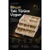 Üç Çekmeceli Kadife Takı Düzenleyici Şeffaf Kapaklı Mücevher Saklama Kutusu