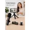 Kablosuz Yaka Mikrofonu USB-C ve Lightning Uyumlu Tak Çalıştır Telefon Kayıt Mikrofonu