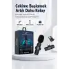 Kablosuz Yaka Mikrofonu Telefon İçin USB-C Lightning Adaptörlü Kompakt Kayıt Cihazı