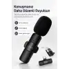 Kablosuz Yaka Mikrofonu Telefon İçin USB-C Lightning Adaptörlü Kompakt Kayıt Cihazı