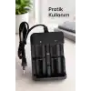 Çift Yuvalı Kablolu Pil Şarj Cihazı Kompakt Gövdeli Pratik Kullanım Siyah Şarj Aparatı