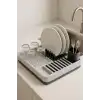 Gri Beyaz Tezgah Üstü Bulaşıklık Drenajlı Tabaklık Bardaklık Kaşıklık Standı