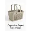 2li Gri Kulplu Organizer Sepet Mutfak Banyo Düzenleyici Taşıma Seti