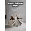 4lü Gri Mutfak Düzenleyici Kulplu Sepet Banyo Çamaşır Organizer Seti