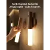 Kablosuz Şarjlı LED Ahşap Renk Lüks Aplik Hareket Sensörlü Günışığı Duvar Lambası