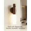 Kablosuz Ahşap Renk LED Duvar Lambası Şarjlı Hareket Sensörlü Günışığı Lüks Aplik
