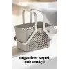 1li Gri Çok Amaçlı Kulplu Sepet Mutfak Banyo Organizer Taşıma Sepeti