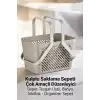 1li Gri Çok Amaçlı Kulplu Sepet Mutfak Banyo Organizer Taşıma Sepeti