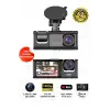 LCD Ekranlı 3 Kameralı Dash Cam Araç İçi Yol Kayıt Kamerası Gece Görüşlü G Sensörlü