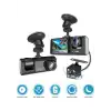 A98 Tipi WiFi Full HD 3 Kameralı Araç İçi Güvenlik Kamerası Gece Görüşlü G Sensörlü