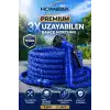 3X Uzayan Bahçe Hortumu 7.5-22.5 Metre Ayarlanabilir Tabancalı Premium Sulama Hortumu Mavi