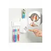 5li Diş Fırçalık Macun Sıkıcı Seti Duvara Monte Beyaz Hijyenik Pratik Organizer