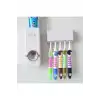 Beyaz Diş Macunu Sıkacağı ve 5li Fırça Tutucu Duvar Tipi Pratik Banyo Aksesuarı Seti