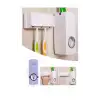 Duvar Tipi Diş Macunu Sıkacağı ve 5li Fırça Tutucu Beyaz Plastik Hijyenik Banyo Seti