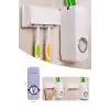 5li Diş Fırçalık ve Otomatik Macun Sıkacağı Duvar Askılı Beyaz Pratik Banyo Seti