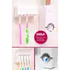 5li Diş Fırçalık Macun Sıkıcı Seti Duvara Monte Beyaz Hijyenik Pratik Organizer