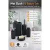 Siyah Çizgili 5 Parça Banyo Seti Çöp Kovası Tuvalet Fırçası Sabunluk Diş Fırçalık