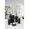 Yuvarlak Siyah 5 Parça Banyo Seti Çöp Kovası Fırça Sabunluk Diş Fırçalık Aksesuar