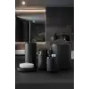 Yuvarlak Siyah 5 Parça Banyo Seti Çöp Kovası Fırça Sabunluk Diş Fırçalık Aksesuar