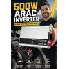 500W 12V DC 220V AC İnverter USB Çıkışlı Fanlı Akü Güç Dönüştürücü Araç Kullanımı