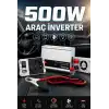 500W 12V DC 220V AC İnverter USB Çıkışlı Fanlı Akü Güç Dönüştürücü Araç Kullanımı
