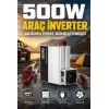 500W 12V Akü İnverteri 220V AC Çıkışlı USB Portlu Fanlı Güç Dönüştürücü Araç Karavan Kullanımı