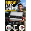 500W 12V Akü İnverteri 220V AC Çıkışlı USB Portlu Fanlı Güç Dönüştürücü Araç Karavan Kullanımı