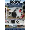 500W 12V Akü İnverteri 220V AC Çıkışlı USB Portlu Fanlı Güç Dönüştürücü Araç Karavan Kullanımı