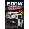 Araç ve Karavan İçin 500W 12V DC 220V AC USB Çıkışlı Fanlı İnverter Akü Güç Dönüştürücü