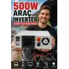 500W Fanlı Akü İnverteri 12V DC Giriş 220V AC Çıkış USB Portlu Taşınabilir Araç Kullanımı