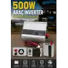 500W Fanlı Akü İnverteri 12V DC Giriş 220V AC Çıkış USB Portlu Taşınabilir Araç Kullanımı