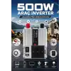 500W Fanlı Akü İnverteri 12V DC Giriş 220V AC Çıkış USB Portlu Taşınabilir Araç Kullanımı