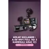 1080P Full HD 3 Kameralı Wi-Fi Bağlantılı Araç İçi Kayıt Cihazı ve Park Kamerası Seti