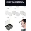 5 Lensli 2 LED Işıklı Büyüteç Gözlük - Ayarlanabilir Pilli Model, Hobi ve Tamir İçin BX-313456