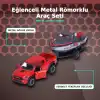 Metal Şasi Römorklu Araç Oyuncak Seti - Çekici ve Traktör Modelleri (1 Adet Rastgele Model)
