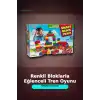 48 Parça Yapı Bloklu Tren - Çocuklar İçin Eğitici İnşa Seti, 54 mm Parça Boyu BX-313368