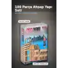 Ahşap Yapı Blokları 100 Parça 11x2,2x0,7 cm Doğal ve Boyalı Çocuk Gelişim BX-313414