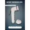Köşeli Taharetmatik Şattaf Başlık - Beyaz Gri Plastik - Banyo Aksesuarı BX-313432