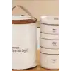 Isı Yalıtımlı Çantalı 3 Katlı Paslanmaz Çelik Yemek Kabı Seti 420-420-550 Ml BX-313481