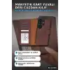 Manyetik Kart Yuvalı Deri Cüzdan Kılıf, Samsung Galaxy S26 Ultra İçin, RFID Korumalı BX-313504