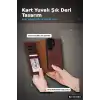 Manyetik Kart Yuvalı Deri Cüzdan Kılıf, Samsung Galaxy S26 Ultra İçin, RFID Korumalı BX-313504