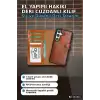 El Yapımı Hakiki Deri Cüzdanlı Kılıf - Samsung Galaxy S25 Uyumlu, Gölgeli Taba BX-313513