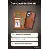 El Yapımı Hakiki Deri Cüzdanlı Kılıf - Samsung Galaxy S25 Uyumlu, Gölgeli Taba BX-313513
