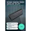 El Işi Hakiki Deri Siyah Gözlük Kılıfı 15.5x6 Cm Erkek Kadın Hediyelik BX-313514