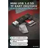 Mini Usb 3.0 Sd Tf Kart Okuyucu Hub Adaptör - 1 Adet Kompakt Veri Aktarıcı Pc Tablet İçin BX-313517