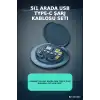 Seyahat Icin 5i1 Arada USB Type-C Sarj Kablosu Seti 60W Destekli Kutulu BX-313521
