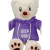 30 cm Kapüşonlu Peluş Ayıcık - Keep Cool Yazılı Sweatshirt, Pati Desenli Ayak BX-313539